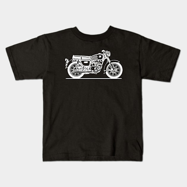 CD175 Motorcycle White Sketch Art Kids T-Shirt by DemangDesign